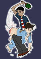 Arkham-Insanity's Detective Conan - Heiji spanks Shin'ichi