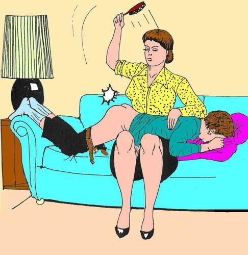 Bare over her lap for a hairbrush spanking