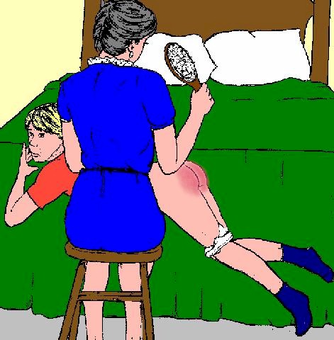 Bare over her lap for a hairbrush spanking